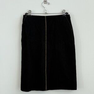 Black Wool Midi Skirt with Tan stripe in middle